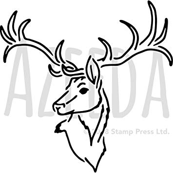 355x355 Large 'stag Head' Wall Stencil Template