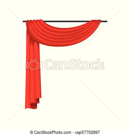 450x470 Red Curtains On Metal Cornice Decoration Element For Window
