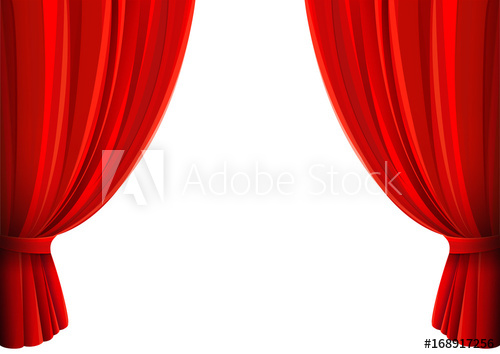 500x354 Vector Drawing, Theater Stage With Red Curtain