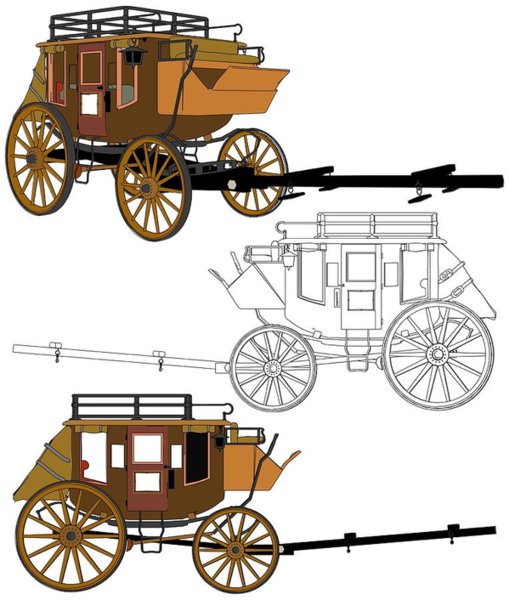 509x600 old west stagecoach art