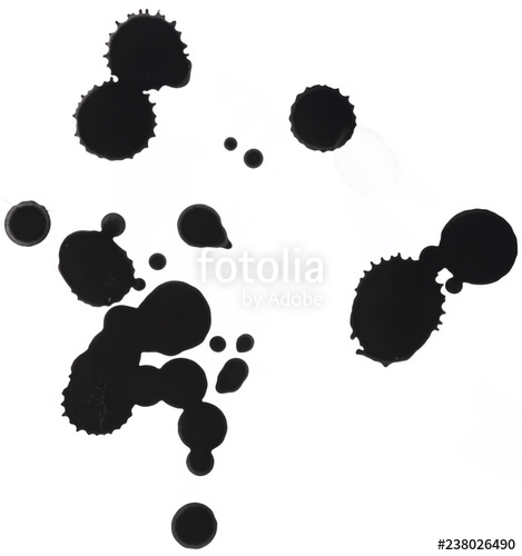 469x500 Black Watercolor Stain Paint Drops On White Background Isolated