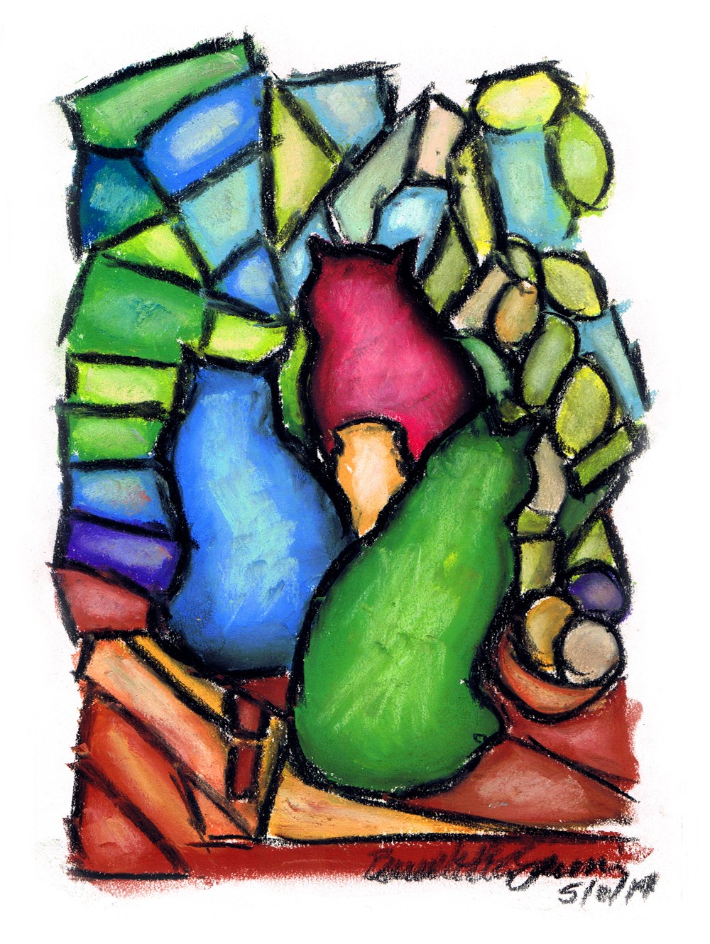 1000x1330 Daily Sketch Reprise Stained Glass Cats The Creative Cat