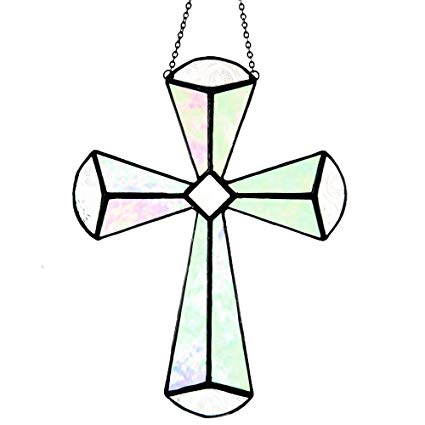 425x425 J Devlin Orn Stained Glass Cross Ornament Window