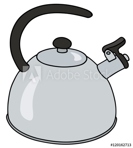 450x500 Hand Drawing Of A Modern Stainless Steel Kettle