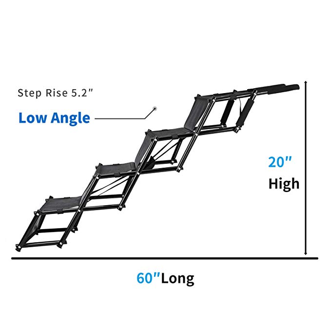 679x679 Niubya Folding Car Dog Steps Stairs, Lightweight