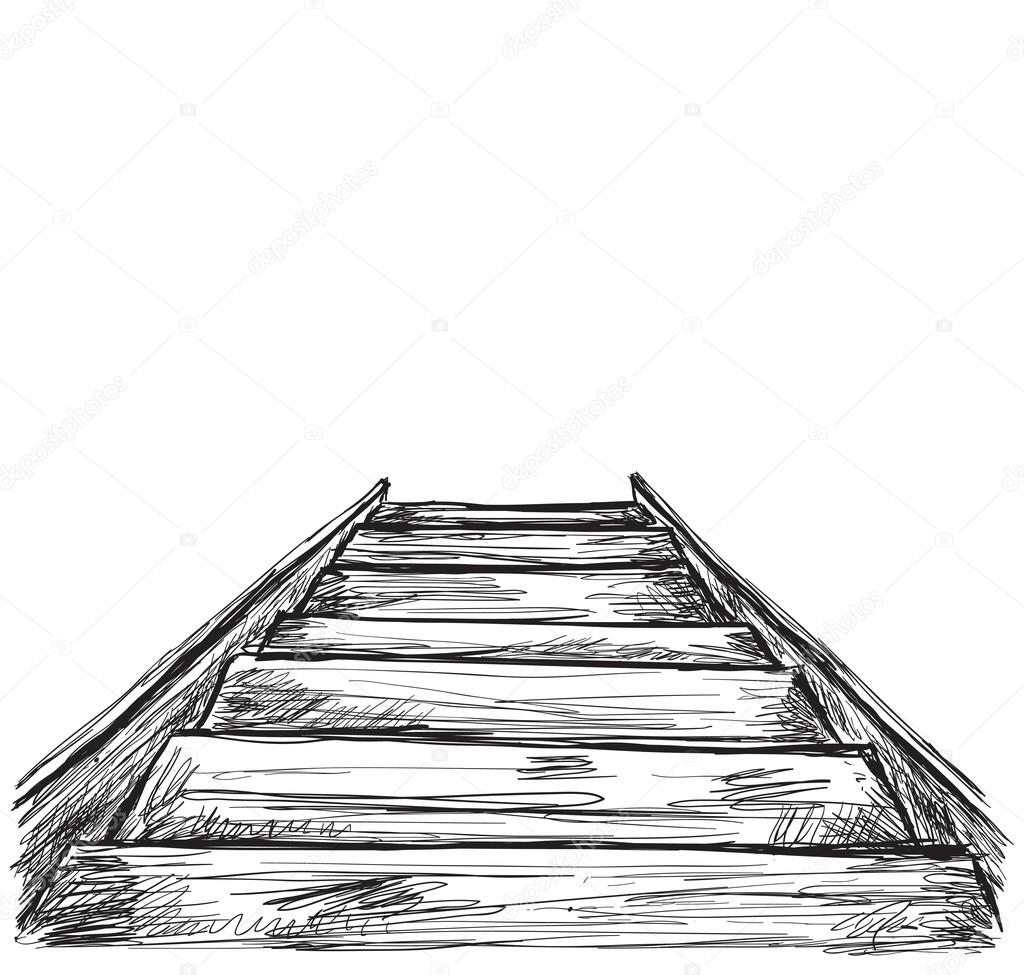 1024x975 Staircase Drawing Black And White For Free Download