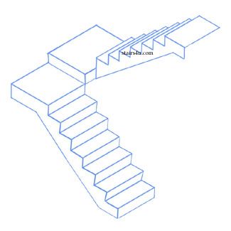 325x325 front elevation of double landing u stairway stairs