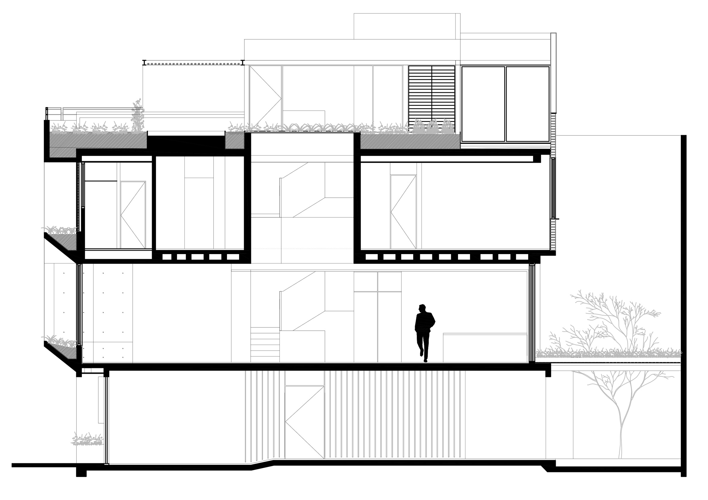 2364x1669 Wooden Staircase Twists Through Concrete And Brick House In Mexico