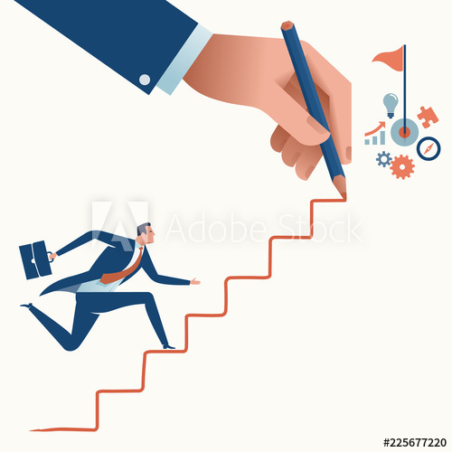 500x500 Stairs To The Goal Businessman's Hand Drawing A Line Leading