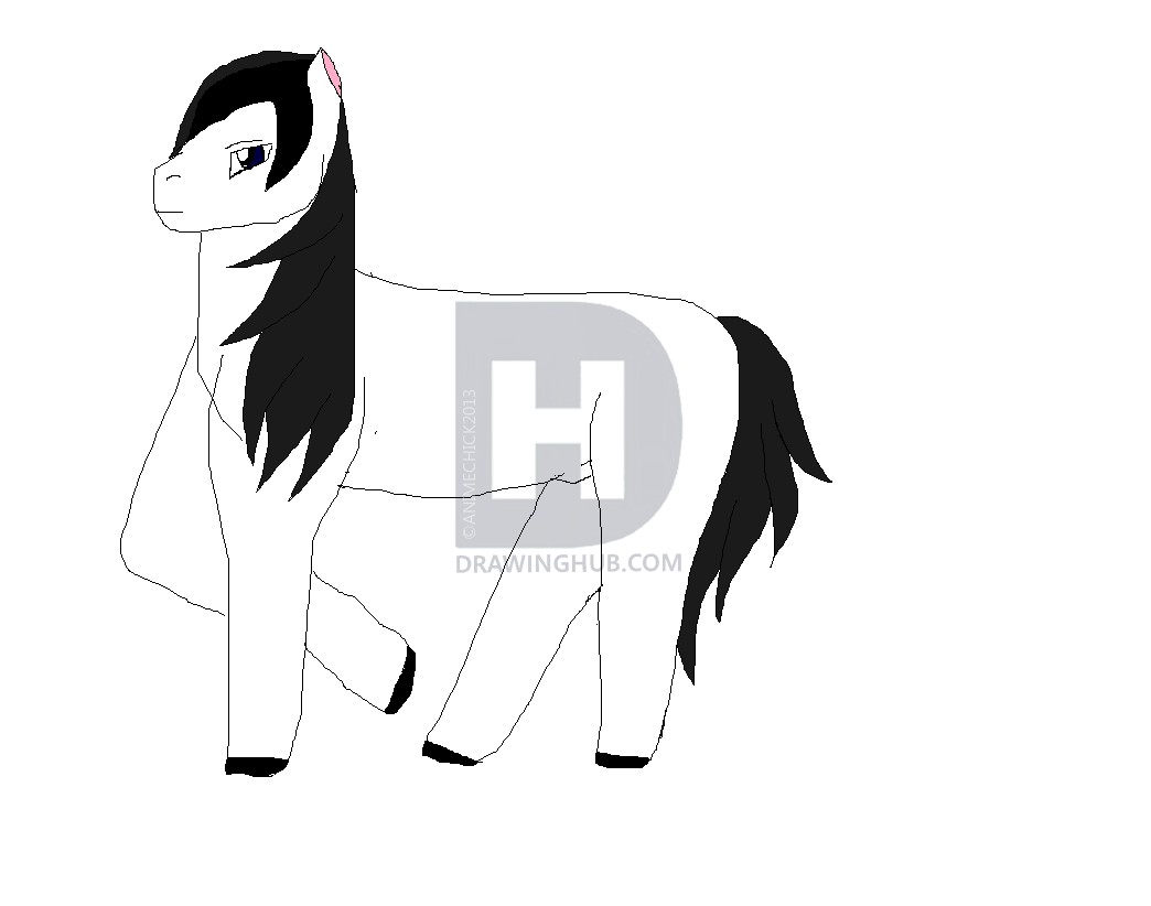 1044x822 How To Draw A Manga Stallion, Step