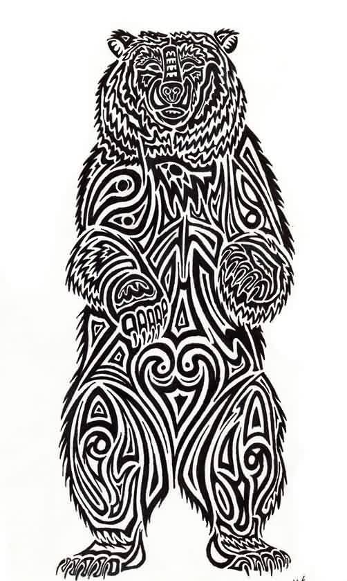 502x839 Tribal Standing Bear Tattoo Design