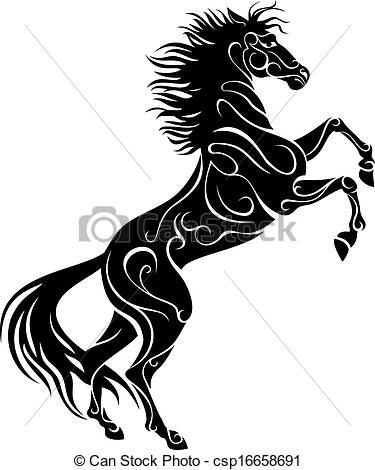 375x470 Vectors Of Rearing Horse