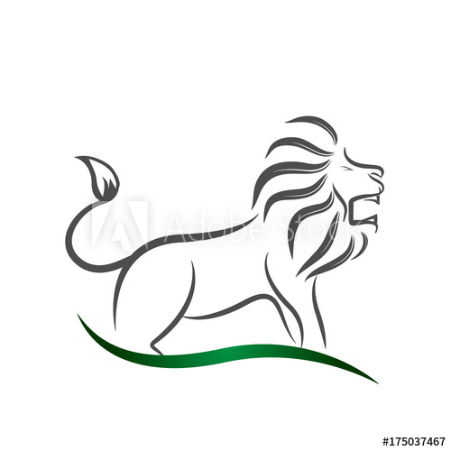 500x500 Standing Lion Line Art