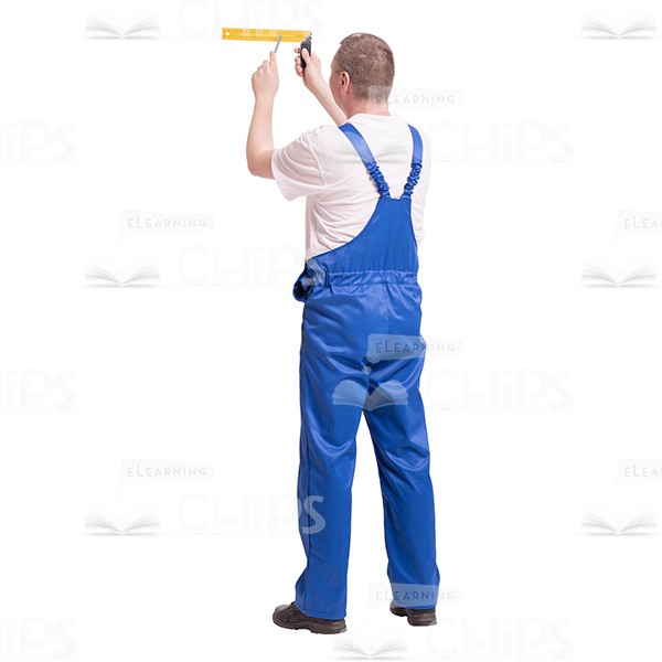 600x600 Cutout Image Of Middle Aged Builder Standing His Back And Drawing
