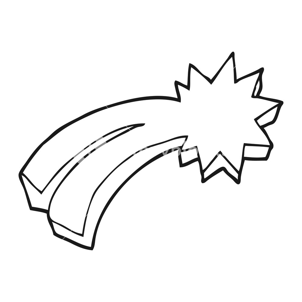 1000x1000 Freehand Drawn Black And White Cartoon Shooting Star Royalty Free