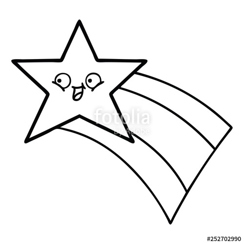 500x500 Line Drawing Cartoon Shooting Rainbow Star Stock Image