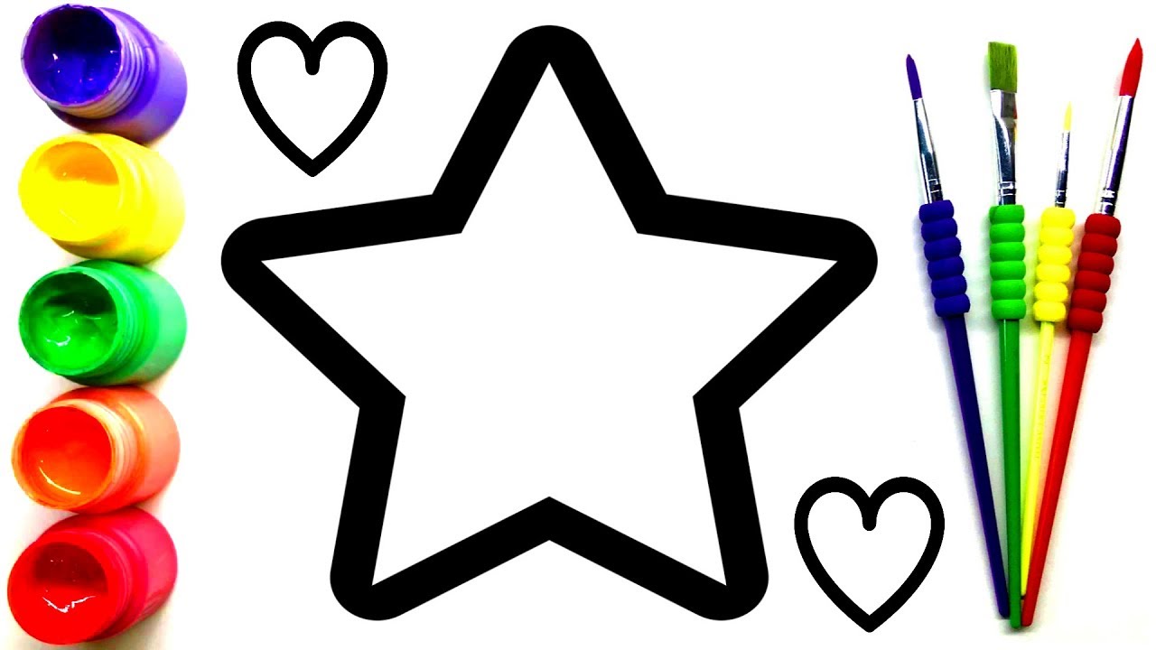 1280x720 Glitter Star And Heart Coloring And Drawing For Kids, Toddlers