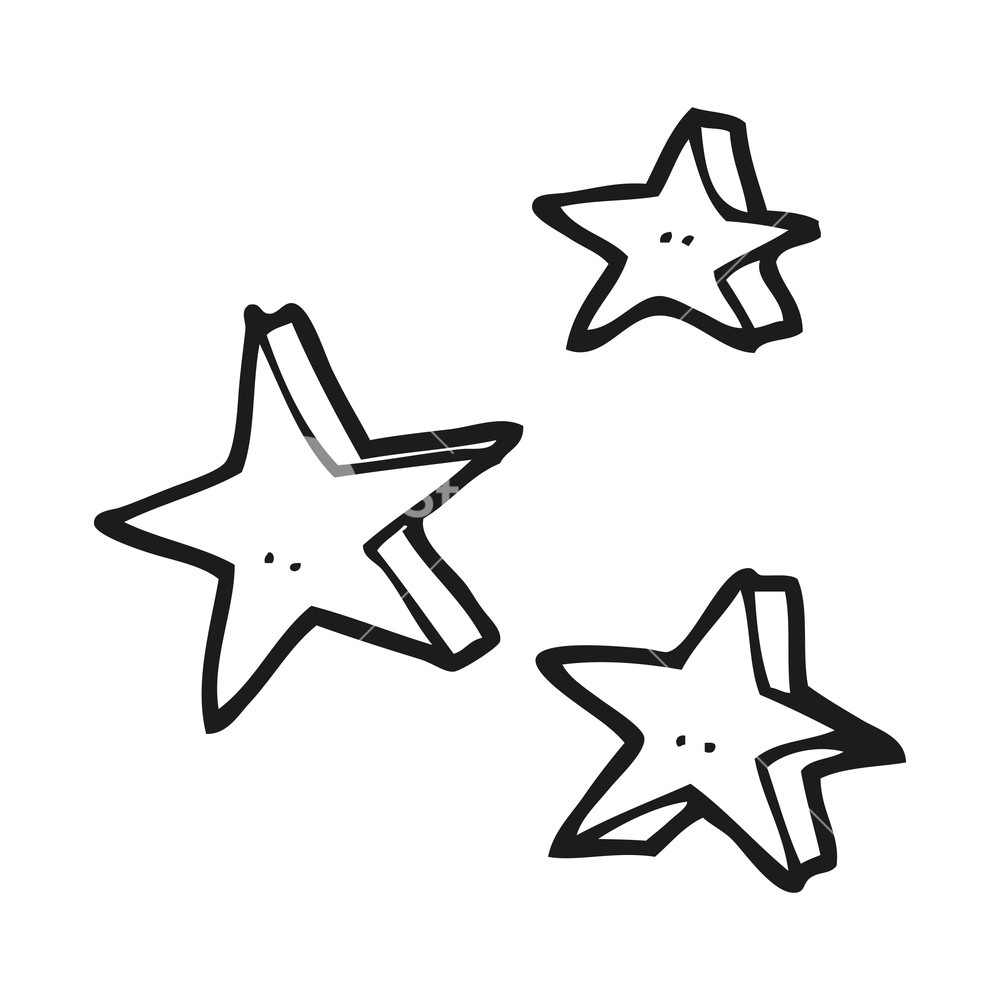 1000x1000 Freehand Drawn Black And White Cartoon Decorative Doodle Stars