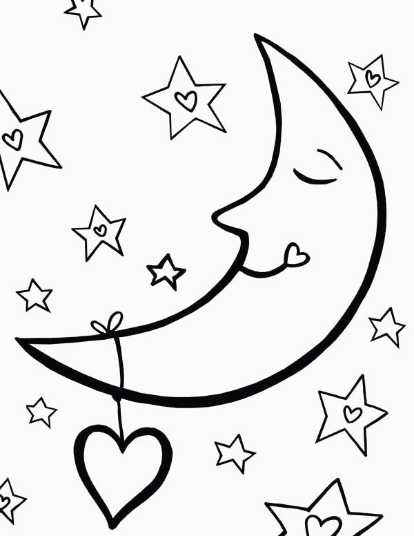 600x776 Moon And Star Drawing