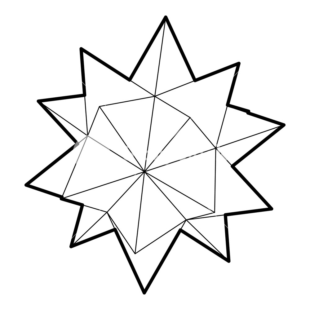 1000x1000 Ten Pointed Star Icon In Outline Style On A White Background