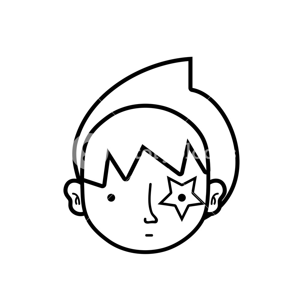 1000x1000 Line Boy Head With Star Tattoo And Turban Vector Illustration