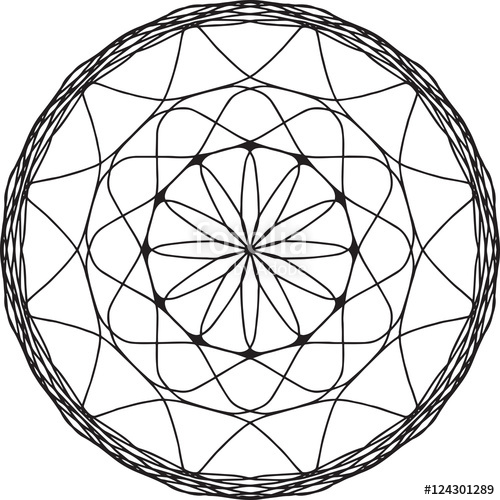 500x500 Flower Star Circle Pattern Line Drawing Design Stock Image