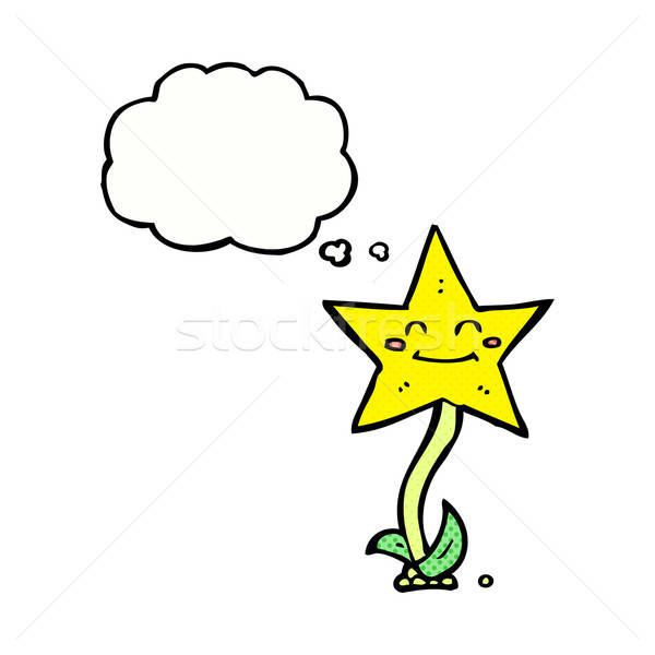 600x600 Cartoon Star Flower With Thought Bubble Vector Illustration