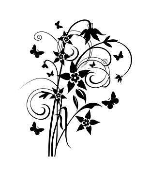 310x355 Butterfly Bluebell Star Flower Vinyl Sticker Wall Art Kitchen