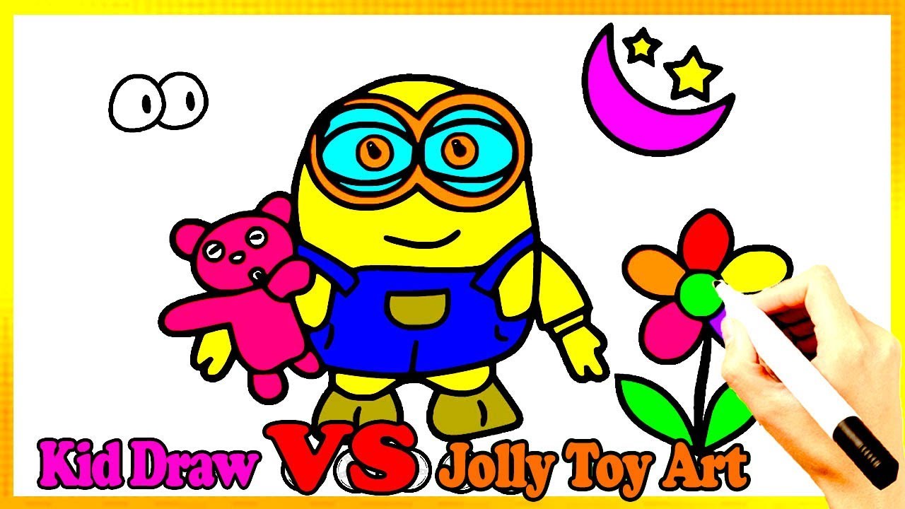 1280x720 Drawing Minion Moon Star Flower Coloring Book Kids Learn