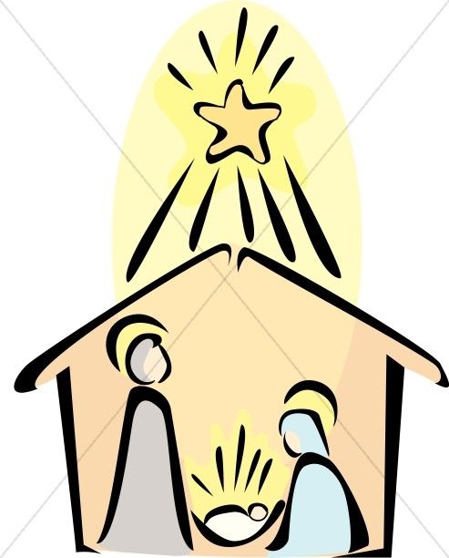 493x612 Nativity Scene With Radiant Star Of Bethlehem Drawing