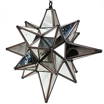 425x425 Star Of Bethlehem Moravian Star, Antique Mirror, Bronze Frame