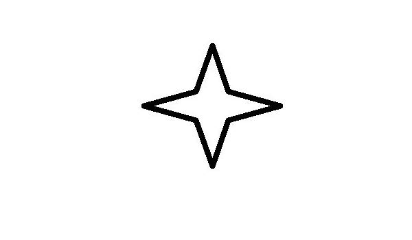 600x350 Point Star Outline Only, Vinyl Car Decal, 'white