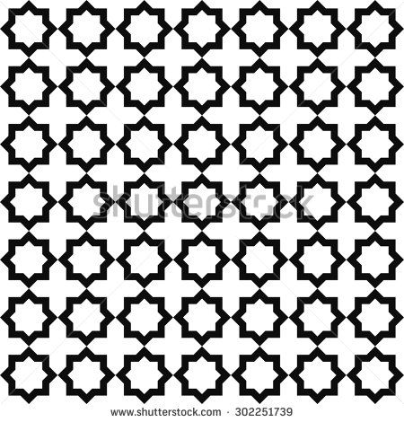 450x470 Islamic Geometric Art, Seamless Arabic Star Pattern, Vector