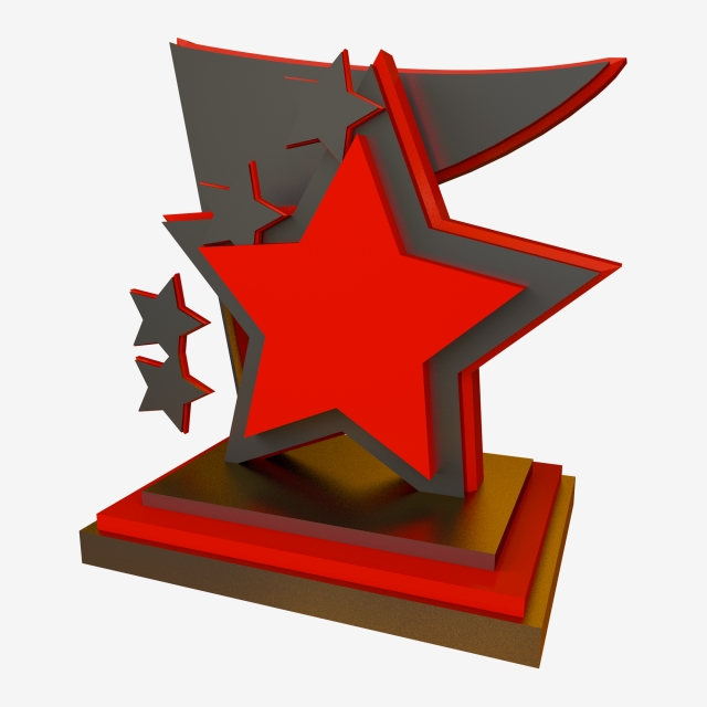 640x640 Black Gold Red Five Stars Decorative Drawing, Three