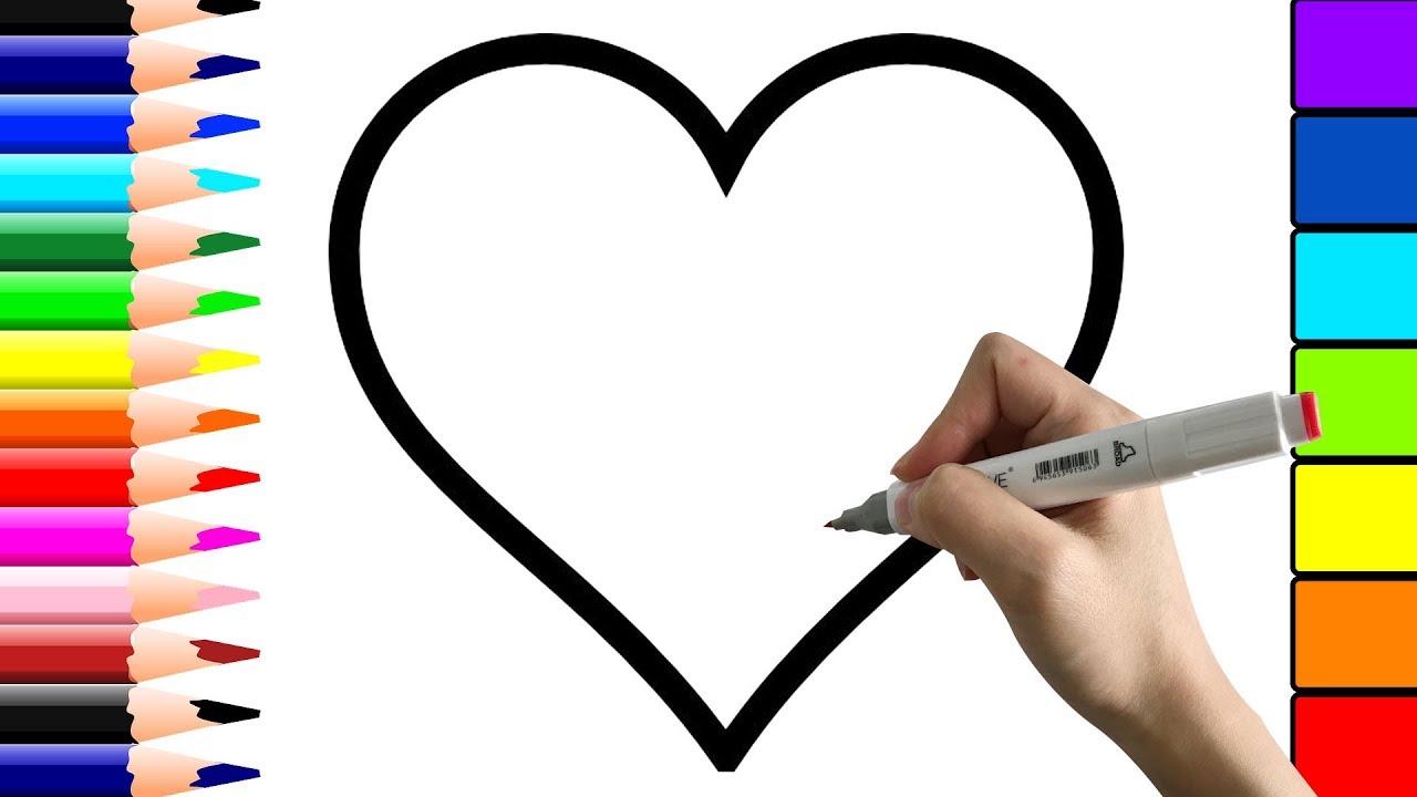 1280x720 How To Draw Heart Star For Color With Coloring Heart