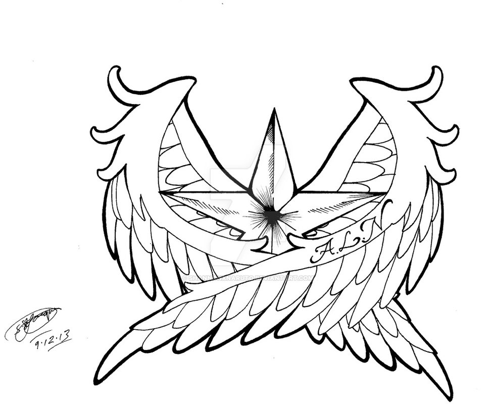 982x814 My Angel Winged Star Tattoo Design!