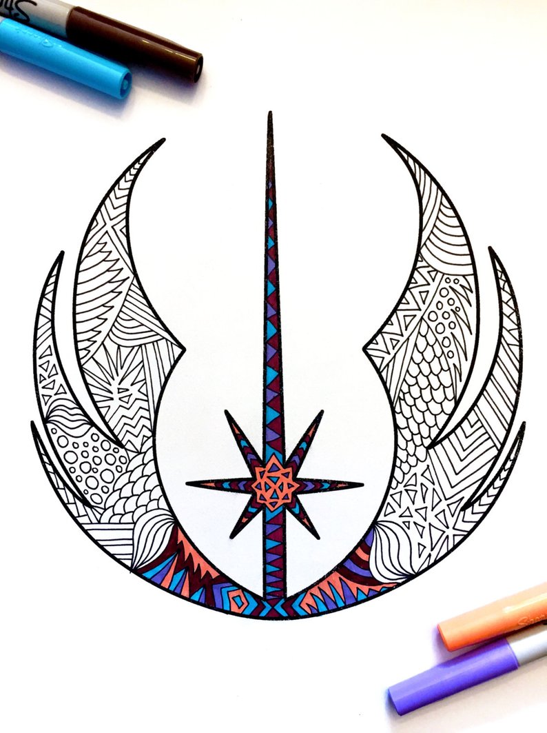 794x1063 Jedi Order Star Wars Symbol Pdf Zentangle Coloring
