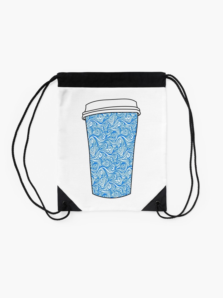 750x1000 Starbucks Coffee Cup Waves Drawstring Bag