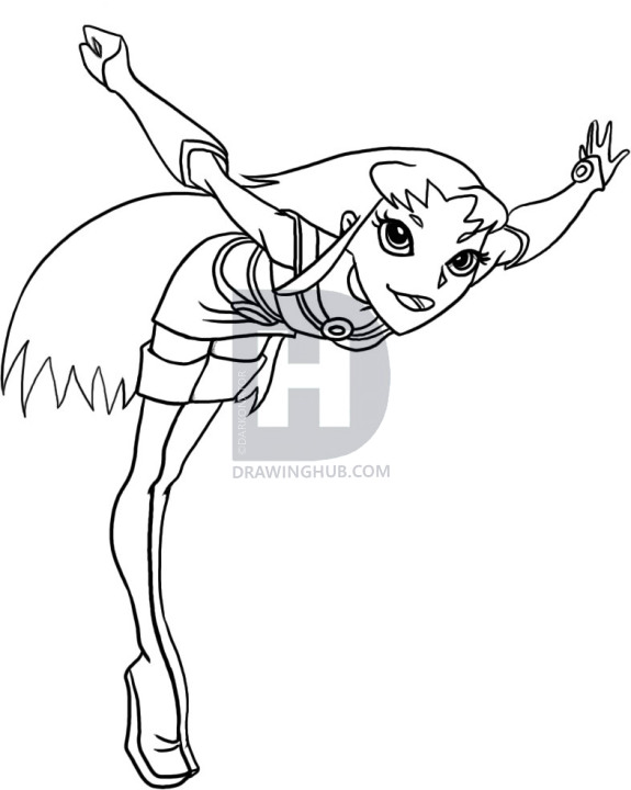 575x720 how to draw starfire, step