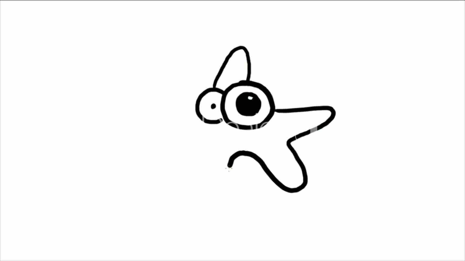 1920x1080 Stick Figure Of Starfish,hand Drawing Video Material,sketch