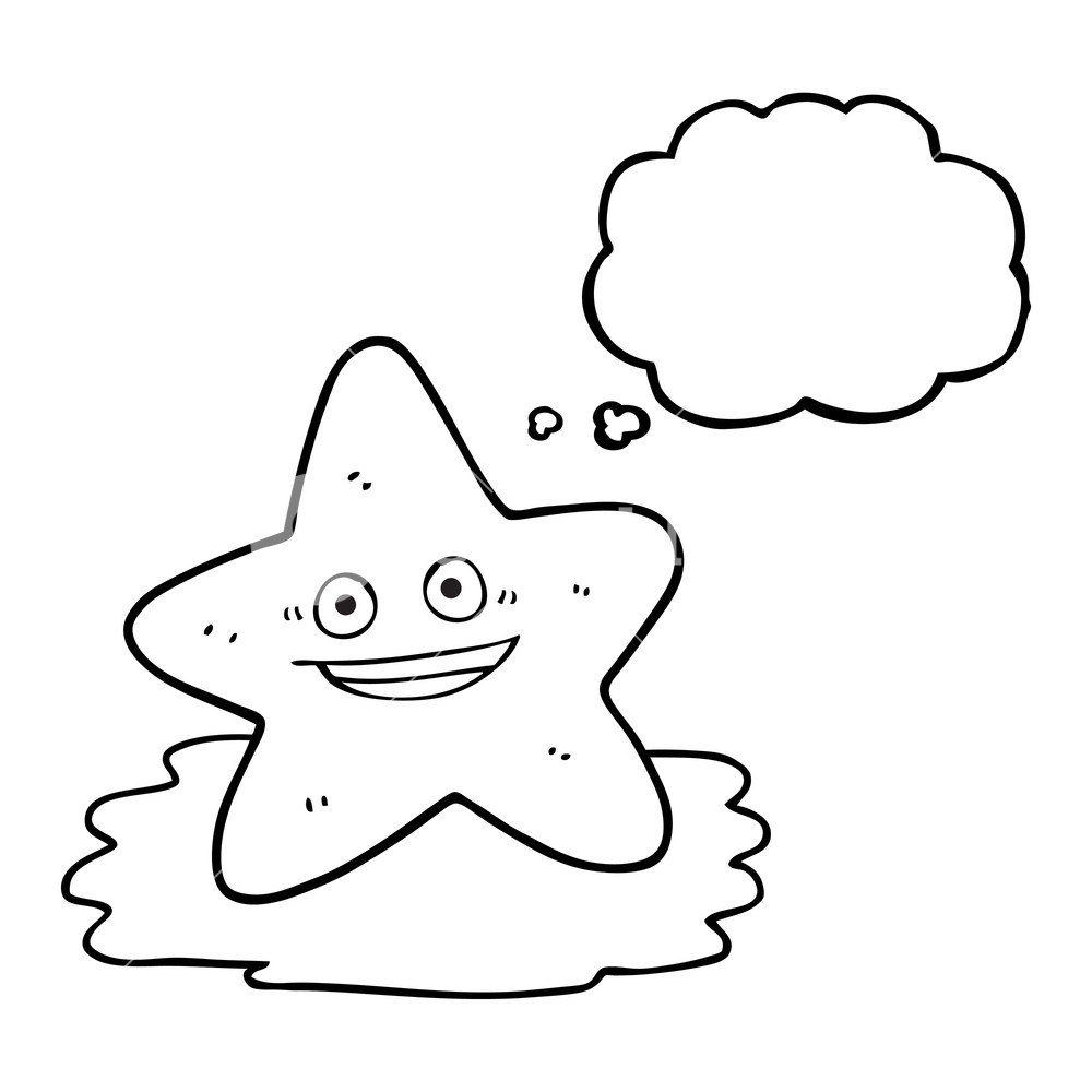 1000x1000 Freehand Drawn Thought Bubble Cartoon Starfish Royalty Free Stock
