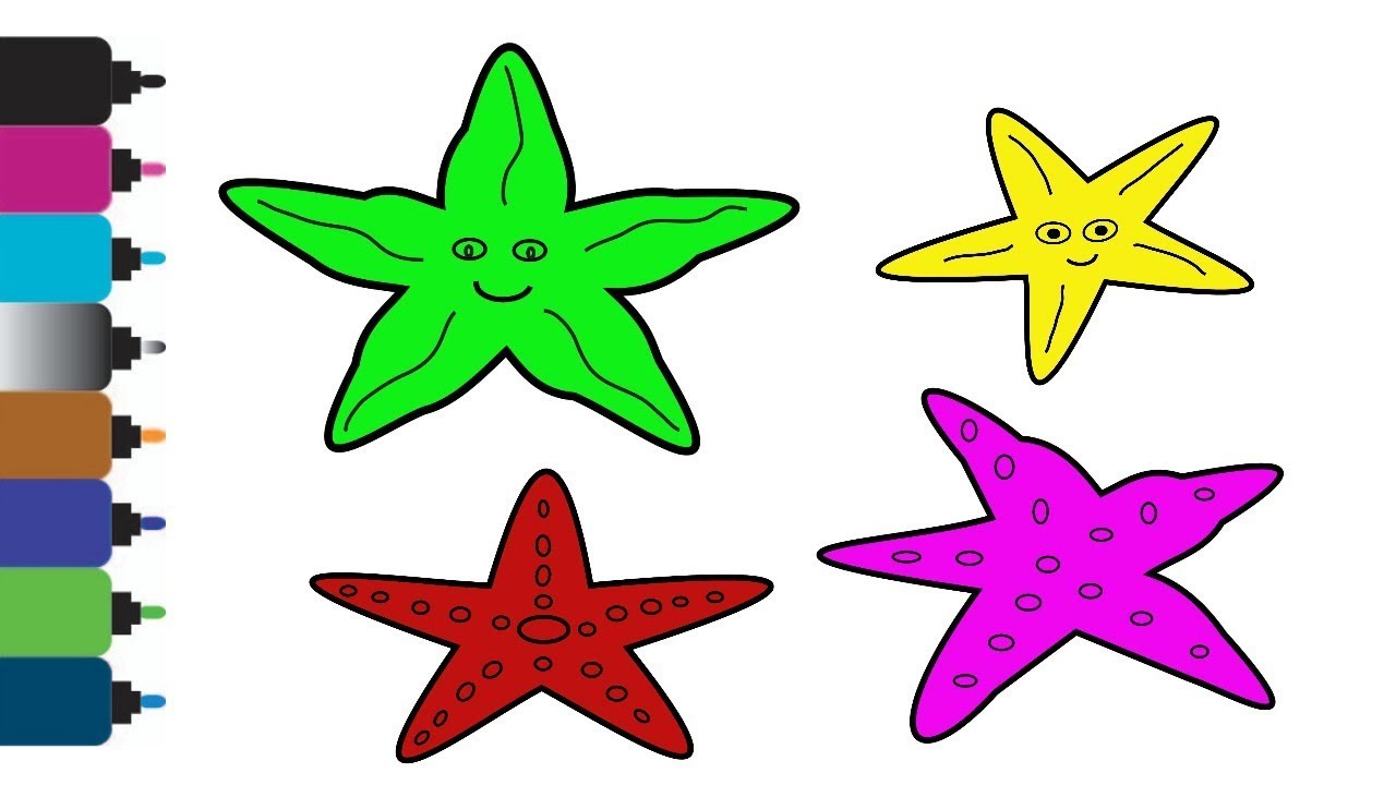 1280x720 Drawing And Coloring Starfish Starfish Coloring Pages Learn