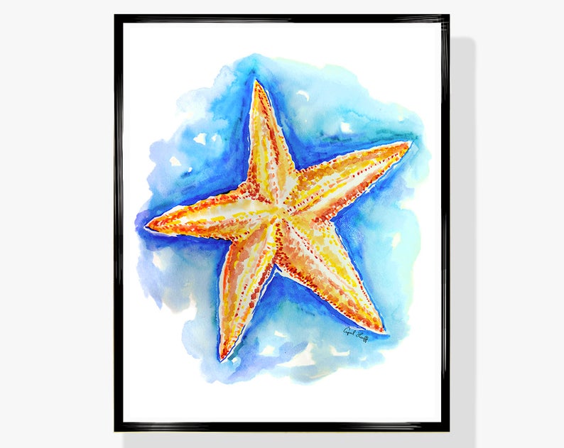 794x631 Starfish Digital Print Ocean Art Watercolor Sea Drawing Etsy