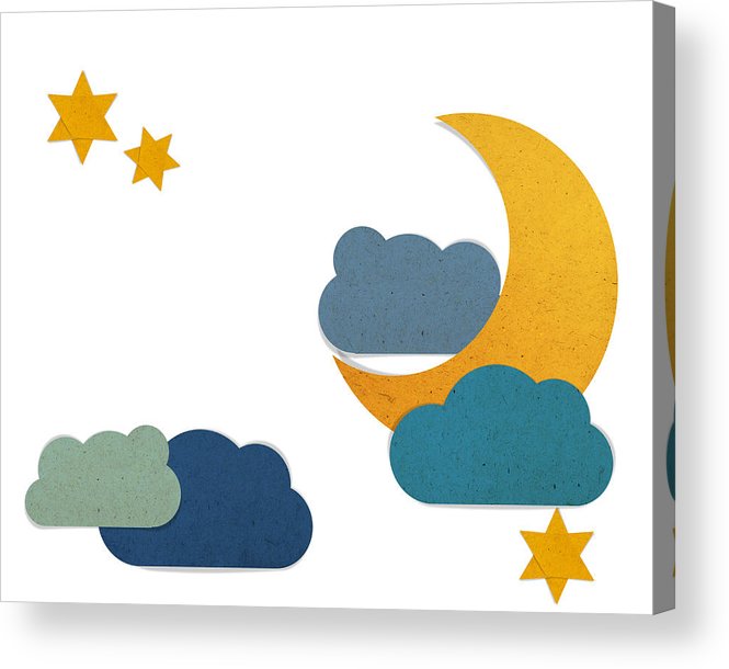 665x610 Crescent Moon And Starry Night Acrylic Print