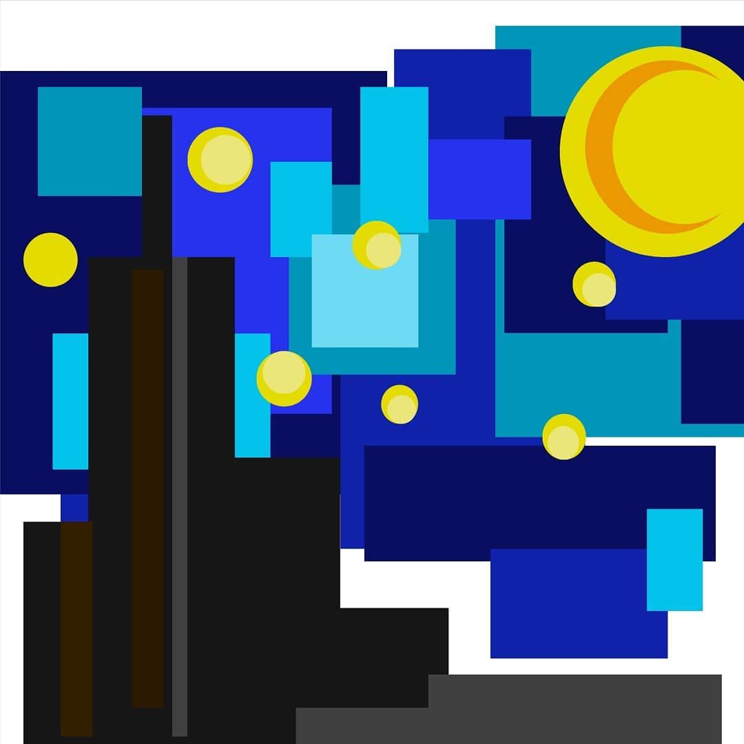 1080x1080 Geometric Starry Night Van Gogh