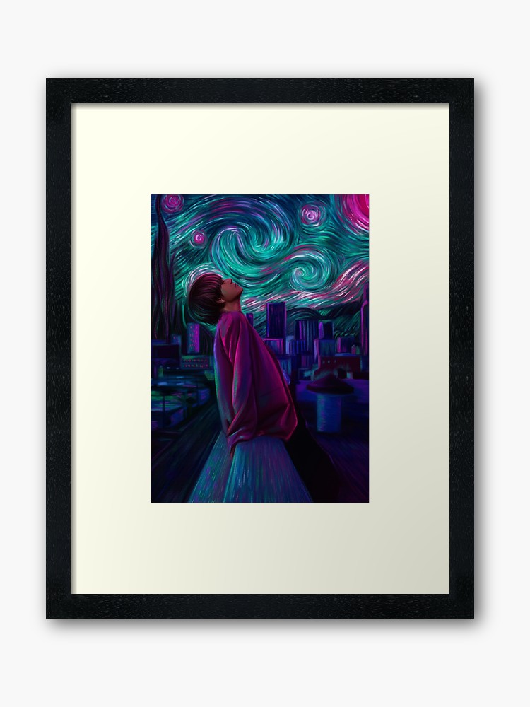 750x1000 Kim Taehyung Starry Night Framed Art Print