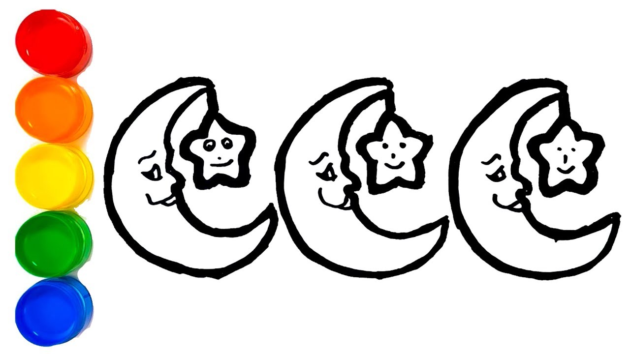 1280x720 Glitter Stars And Moon Coloring And Drawing For Kids, Toddlers
