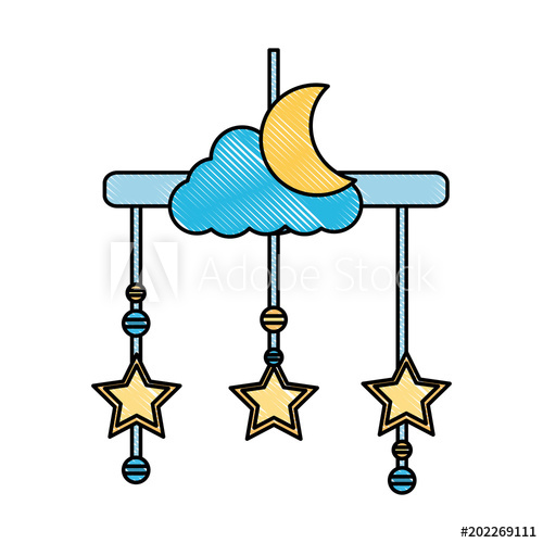 500x500 Baby Shower Crib Mobile Toys Cloud Moon Stars Hanging Vector