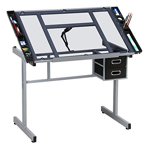 500x500 Yaheetech Adjustable Drafting Table Drawing Desk Art