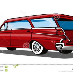300x300 Photostock Vector Hand Drawing Of A Vintage Yellow Station Wagon
